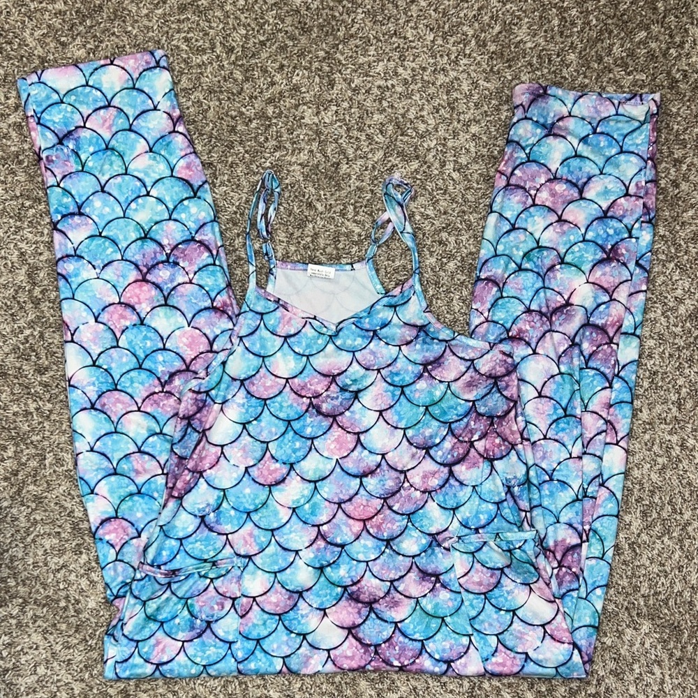 Girls Mermaid Romper - Blue, Purple, White - Comfy, Dress up, Costume, Outfit - Picture 2 of 6